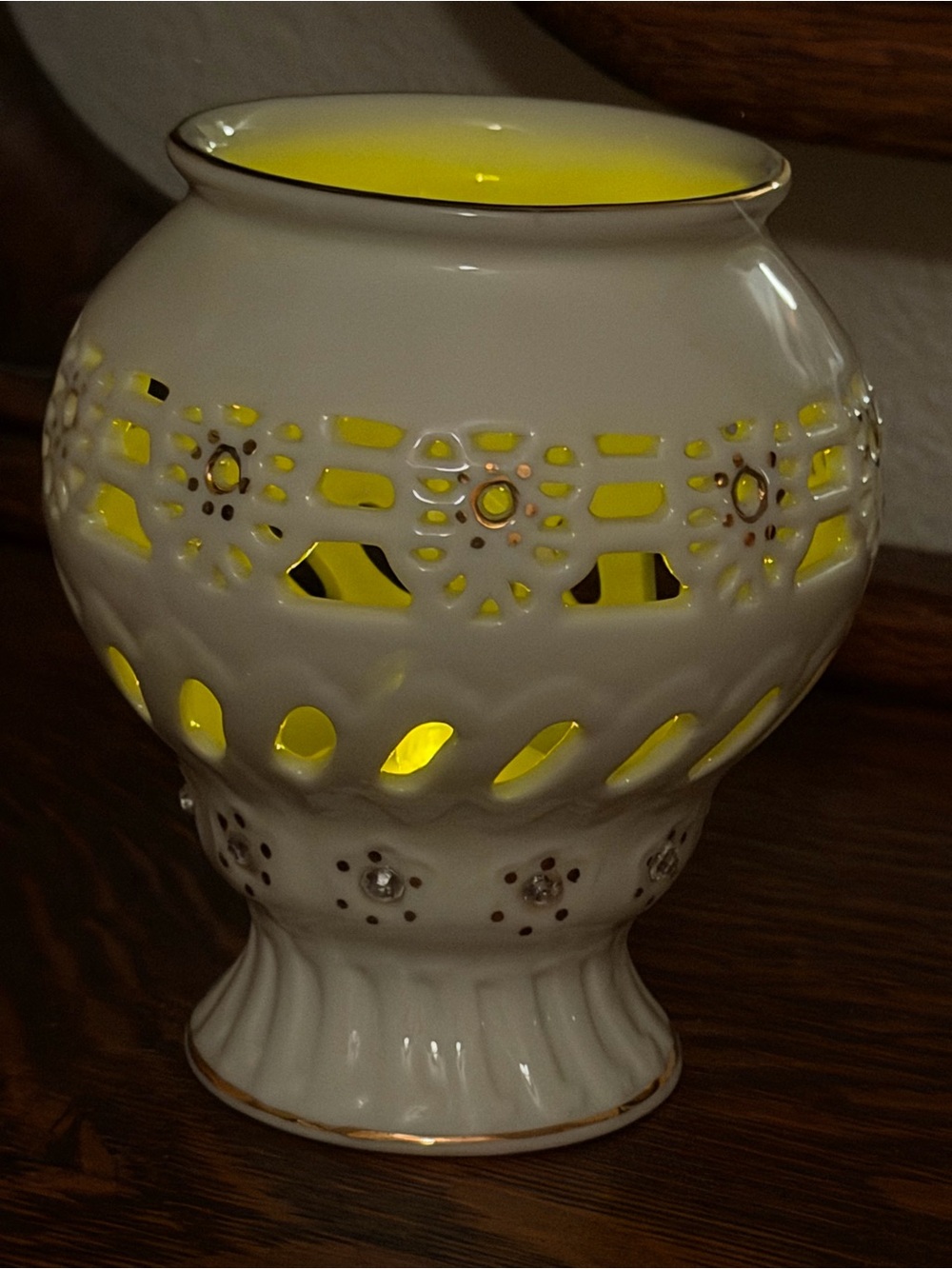 VTG Baum Bros Formalities Porcelain Fairy Lamp Votive Holder Shabby Chic Cottage